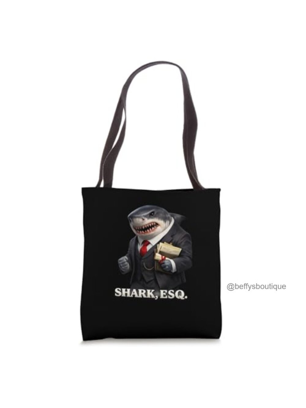 Shark Esq Lawyer Humor Tote Bag Spun Polyester Canvas Double-Stitched